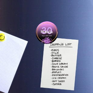 Aimant 30e anniversaire violet or noir enregistrer la dat