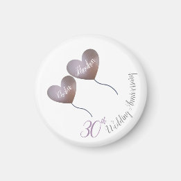 Aimant 30e mariage Pearl anniversaire ballons violets cad