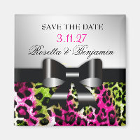 311 Chic Chic Hot Rose Lime Leopard Bow Enregistre