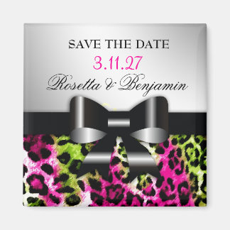 Aimant 311 Chic Chic Hot Rose Lime Leopard Bow Enregistre