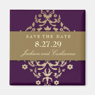 Aimant 311-Dazzling Damask Gold Ivory Eggplant