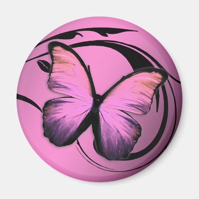 Aimant 311 Papillon lustré rose (Devant)