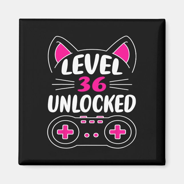 Aimant 36e anniversaire fille Amoureux des chats jeu vidé (Devant)