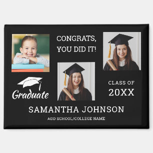 Aimant 3 Collage photo Félicitations Grad 2025 Noir