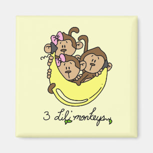 Aimant 3 T-shirts et cadeaux de singes de Li'l