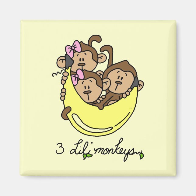 Aimant 3 T-shirts et cadeaux Li'l Monkeys (Devant)