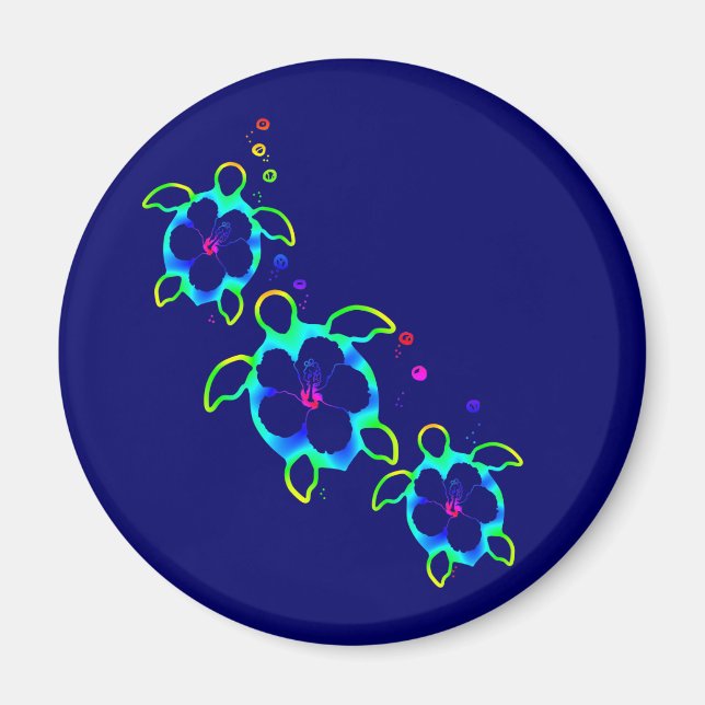 Aimant 3 tortues Honu datées de Cravate (Devant)