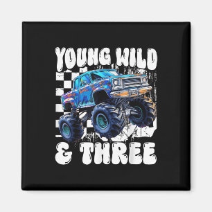 Aimant 3e anniversaire Monster Truck Jeune Sauvage Et Tro