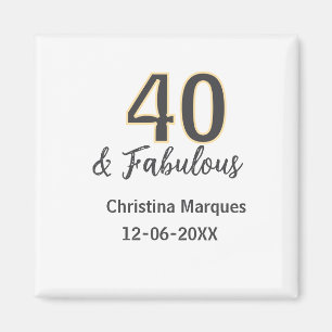 Aimant 40 & merveilleux gris jaune calligraphie d'anniver
