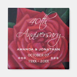 Aimant 40e anniversaire de mariage rubis Rose rouge