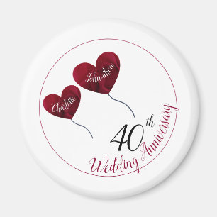 Aimant 40e anniversaire du mariage de Ruby Ballons de coe
