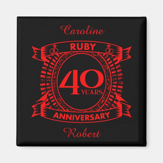 Aimant 40e anniversaire du mariage ruby crest (Devant)