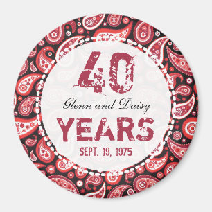 Aimant 40e anniversaire du Mariage Ruby Motif Paisley