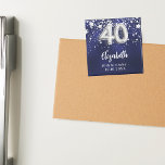 Aimant 40e anniversaire marine bleu argent étoiles<br><div class="desc">Pour une fête de 40 ans. Une couleur bleu marine arrière - plan avec des étoiles faux argent. La couleur bleue est inégale. Ajoutez votre nom,  texte. Peut être utilisé comme un rappel Enregistrer la date pour vos invités,  la fête ou comme un souvenir.</div>