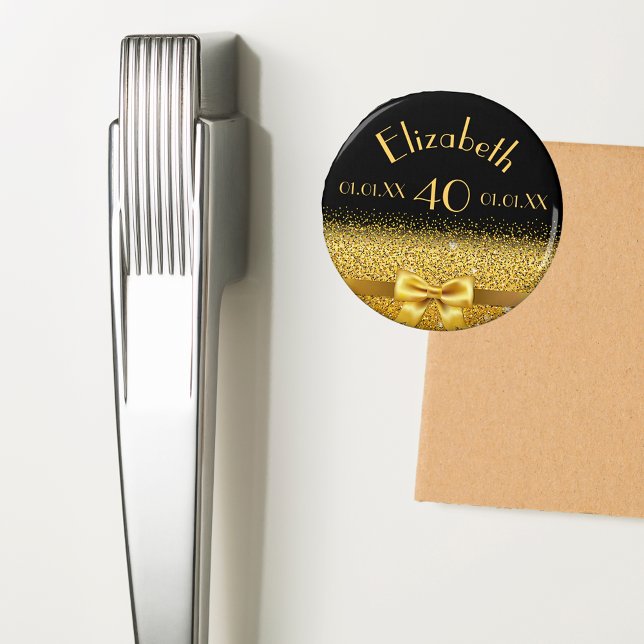 Aimant 40e anniversaire noir or élégant arc (Créateur téléchargé)