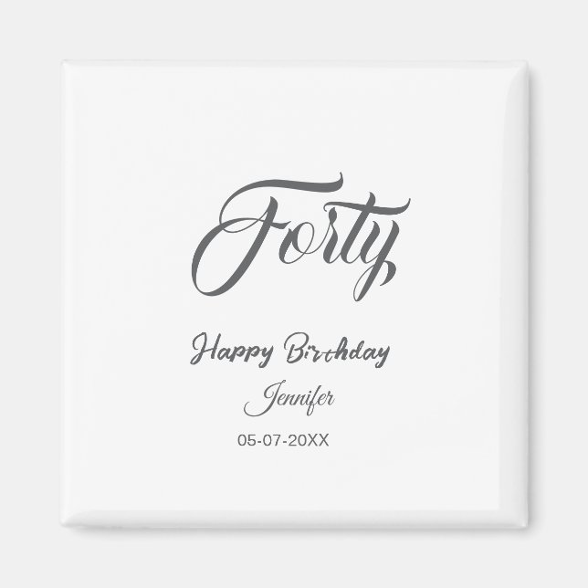 Aimant 40e quarantième lettre anniversaire ajouter nom da (Devant)
