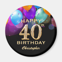 40th Birthday Party Black and Gold Balloons