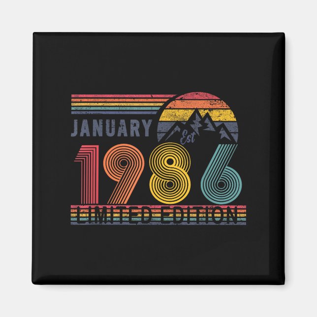 Aimant 40th Birthday Retro Shirt,1986 Swea Gift January T (Devant)