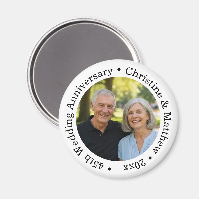 Aimant 45th Wedding Anniversary Add Your Own Couple Photo (Recto/Verso)