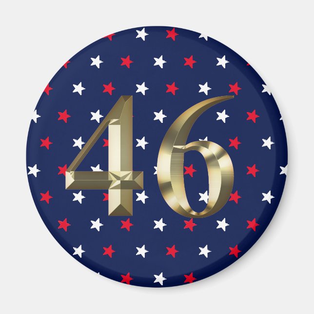 Aimant "46" Président Biden, Biden Harris 2020 Gold Blue (Devant)