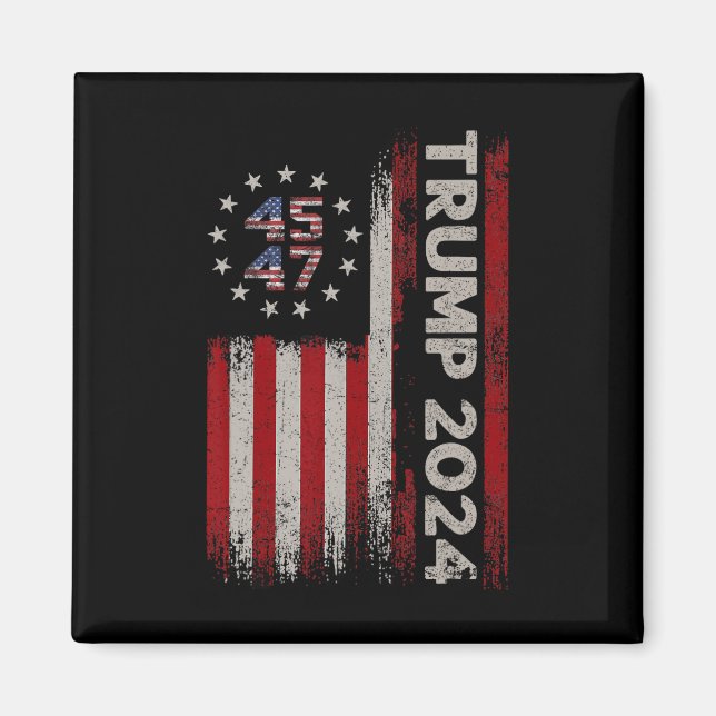 Aimant 47 Trump 2024 Drapeau américain (sur le dos) 1 (Devant)