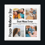 Aimant 4 Collage photo Meilleure maman jamais<br><div class="desc">4 Photo Collage Meilleure Maman Jamais. C'est un moderne Personnalisé Moderne Personnalisé Fête des Mères 4 photo collage modèle pour les mères,  maman,  grand-mère,  tante. Personnaliser avec vos propres photos et texte de votre intérêt</div>