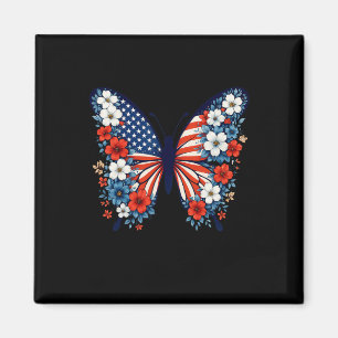Aimant 4 juillet Beurre mignon Fleur Rouge Blanc Bleu U