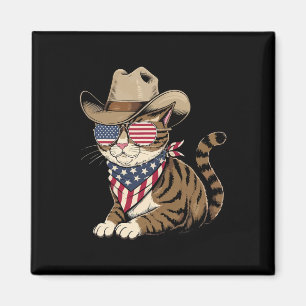Aimant 4 juillet Chat Pour Drapeau Américain Cowboy Lover
