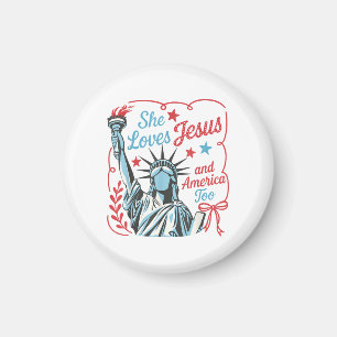 Aimant 4 juillet Elle aime Jésus et l'Amérique aussi Chri