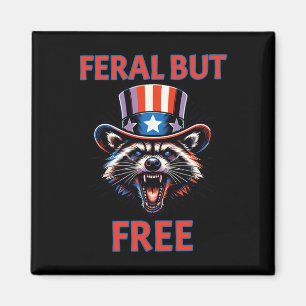 Aimant 4 juillet Feral Mais Patriotic Raccoon Libre Drôle