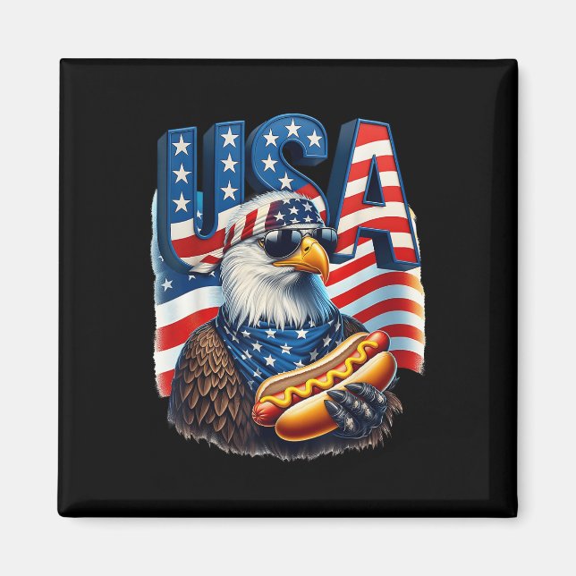 Aimant 4 juillet Fierté Patriotique Bald Eagle Us América (Devant)