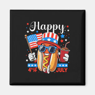 Aimant 4 juillet hot-dog Jour de l'Indépendance Patriotiq