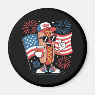 Aimant 4 juillet Hotdog Drapeau américain Patriotique Feu