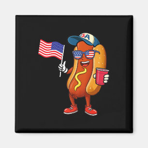 Aimant 4 juillet Hotdog Funny Quatrième Juillet Patriotiq