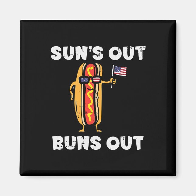 Aimant 4 Juillet Hotdog Us Drapeau Suns Out Funny America (Devant)