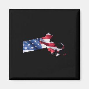 Aimant 4 juillet Machusetts Drapeau américain Rouge Whi