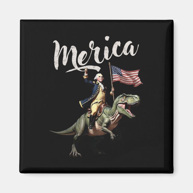 Aimant 4 juillet Merica George Washington À cheval Sur Un (Devant)