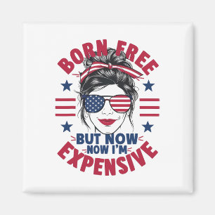 Aimant 4 juillet Messy Bun Woman Born Free Mais maintenan