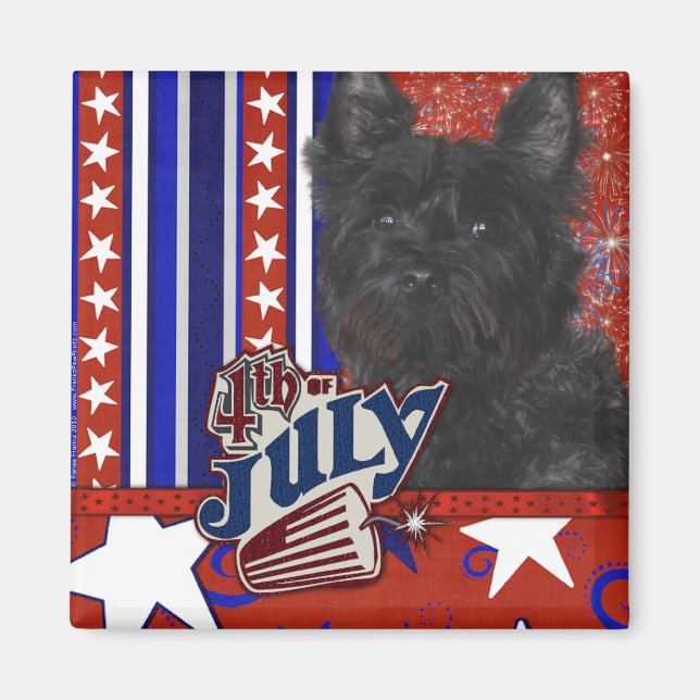 Aimant 4 Juillet Pirate - Cairn Terrier Dark - Rosco (Devant)