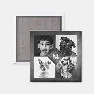 Aimant 4 Photos de famille Collage Monogramme Tableau noi