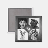 4 Photos de famille Collage Tableau noir Monogramm
