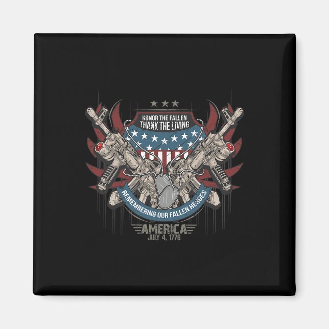 Aimant 4e Amérique patriotique - Indépendance des vétéran (Devant)