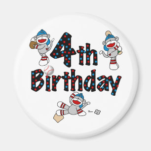 Aimant 4e anniversaire de baseball de singe de soq