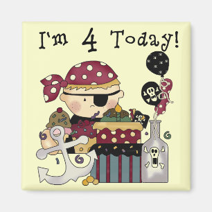 Aimant 4e anniversaire Pirate Tshirts et cadeaux