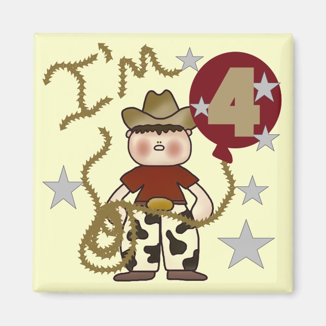 Aimant 4e Cowboy Tshirts et cadeaux d'anniversaire (Devant)
