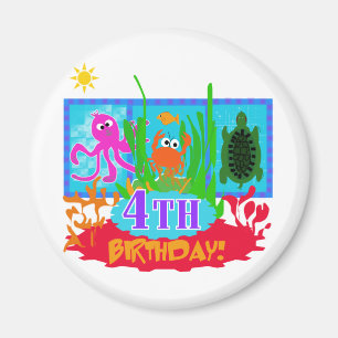 Aimant 4ème T-shirts sous-marins d'anniversaire d'aventur