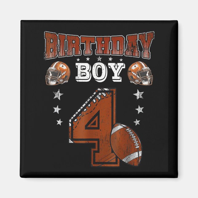 Aimant 4th Birthday Boy Football Lover Theme 4 Years Old  (Devant)