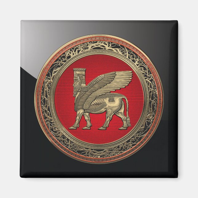 Aimant [500] Taureau ailé assyrien - Lamassu d'or (Devant)