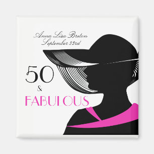 Aimant 50 et anniversaire élégant d'art déco fabuleux