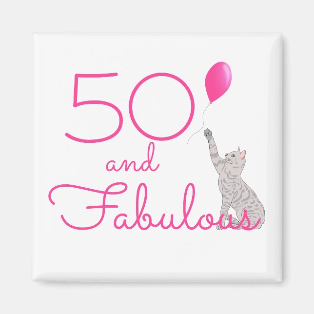 Aimant 50 Et Fabuleux Amoureux de les chats Anniversaire (Devant)